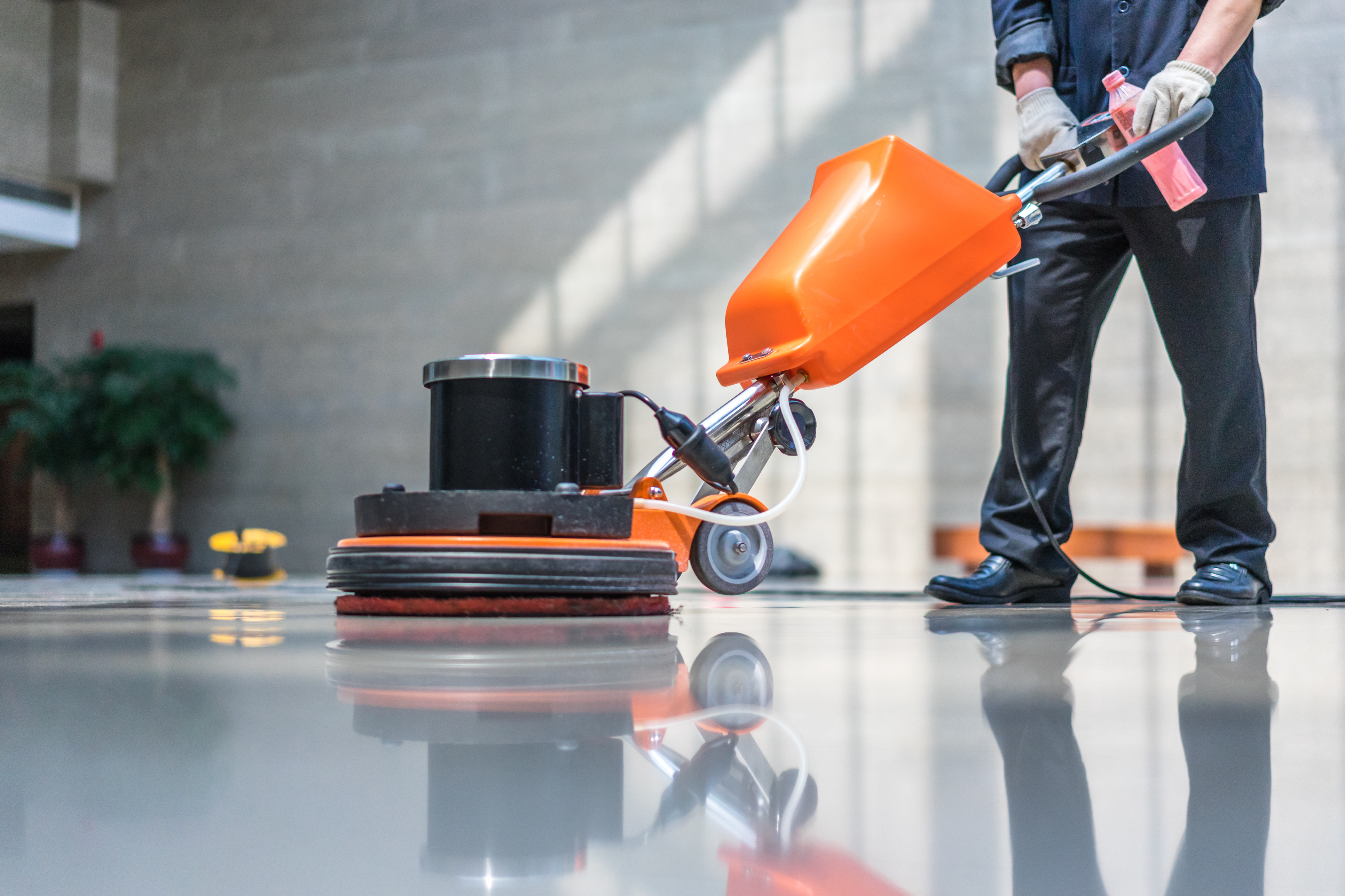 Worker cleaning
