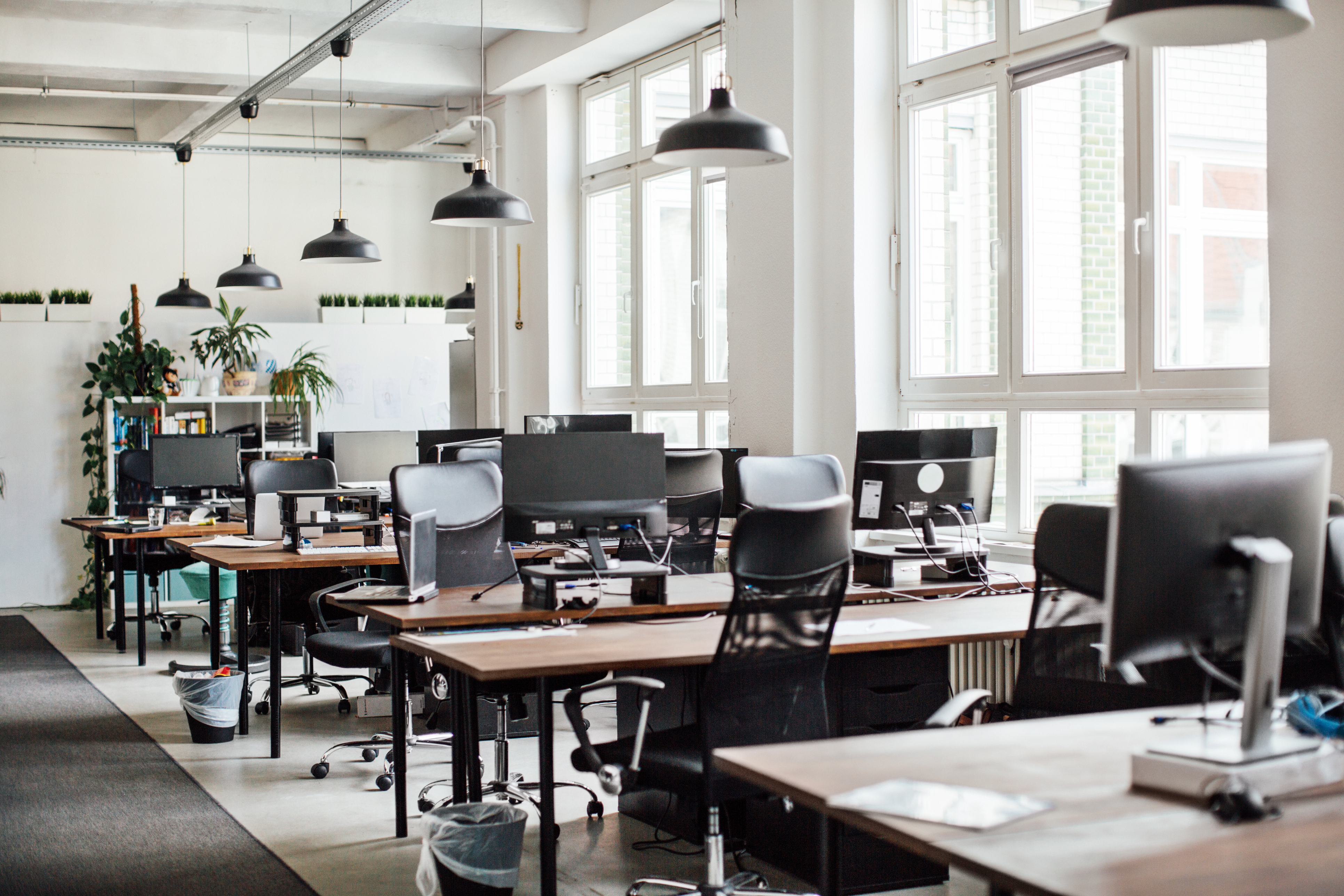 Desks in office building