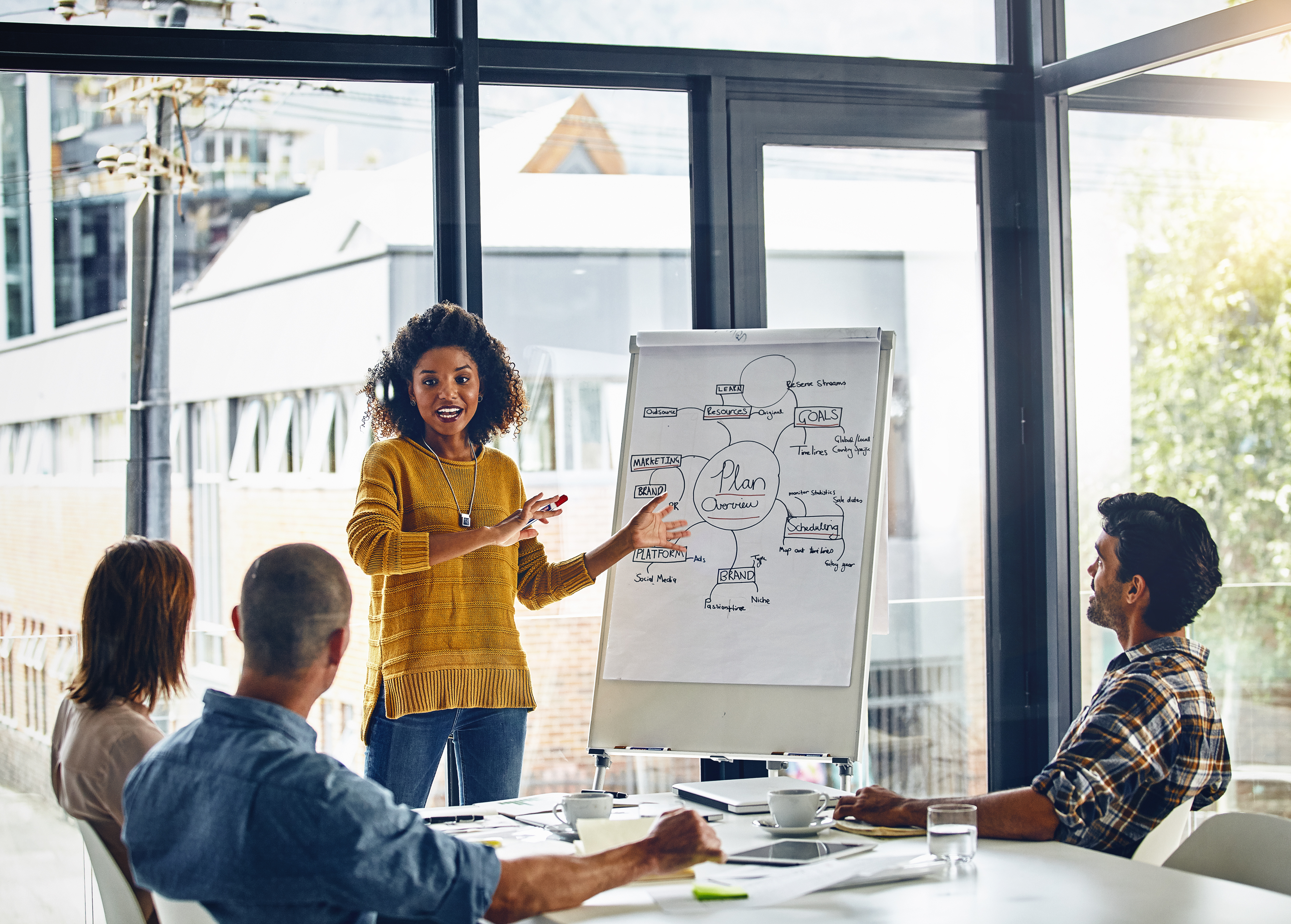 Woman going over design plans
